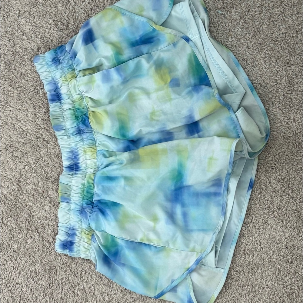 Stylish Blue and Green Tie-Dye Athletic Shorts